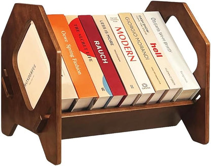 Desktop Bookshelf, Stackable Book Organizer with Handle, storage rack for CD/Magazine/File Folder, Portable Small bookshelf for Study, Living room, Kid's room, No Nails, Medium Size