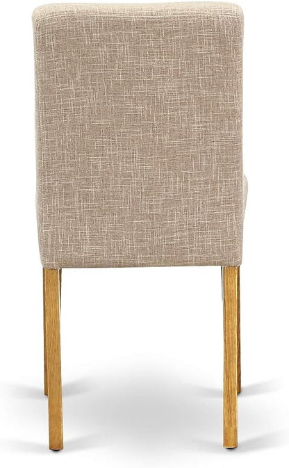 East West Furniture VAAB7-OAK-04 7 Piece Dinette Set Consist of an Oval Dining Room Table with Butterfly Leaf and 6 Light Tan Linen Fabric Upholstered Chairs, 40x76 Inch, Oak