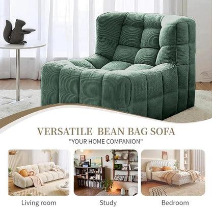 Bean Bag Chair - Memory Foam Bean Bag Chair for Adults, Comfy High-Resilience Single Sofa, Small Space Floor Chair, Chaise Lounge for Living Room, Bedroom (Dark Green, Square)