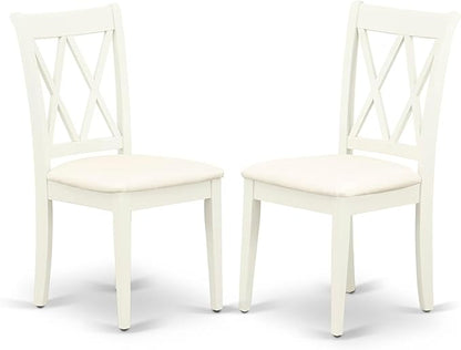 East West Furniture MZCL3-LWH-C 3 Piece Modern Dining Table Set Contains a Rectangle Wooden Table with Dropleaf and 2 Linen Fabric Kitchen Dining Chairs, 36x54 Inch, Linen White