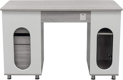 47.5'' Computer Desk with File Cabinet and Drawers, Storage Cabinet with Removable Shelf and Ventilation for CPU, Home Office Desk or Computer Workstation with Keyboard Tray, Grey