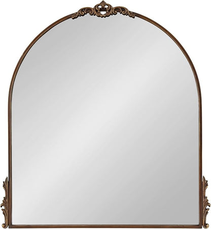 Kate and Laurel Myrcelle Ornate Vintage Arched Mirror, 30 x 32, Bronze, Decorative Wide Arch Mirror for Use as Fireplace Mantel Mirror or Bathroom Mirror for Over Sink