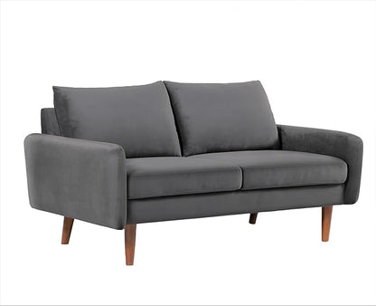 Container Furniture Direct Kent Velvet Loveseat Sofa for Modern Living Rooms and Compact Spaces, Comfy 2 Seater Couch Studio Apartment Furniture with Sleek Design, Grey