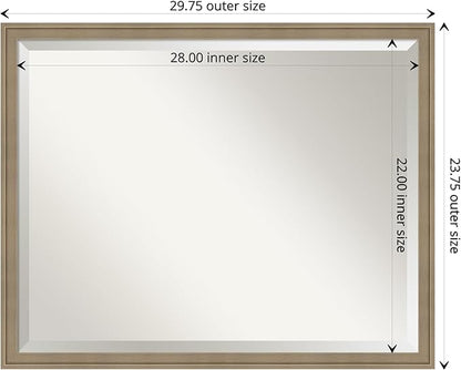 Amanti Art Brown Wall Mirror 24x30 Florence Light Brown Rectangle Bathroom Mirror for Wall Decor Living Room, Large Casual Frame, Hangs Horizonally and Vertically, Bathroom Decor, Beveled Edge from WI