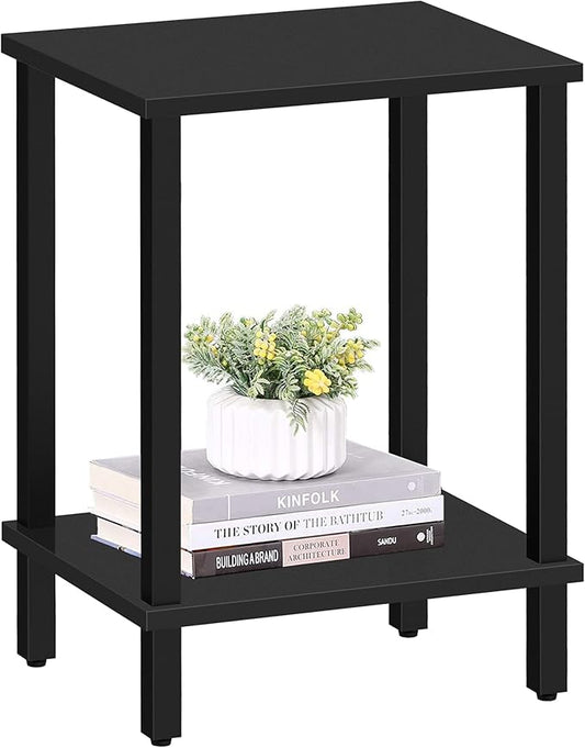 TUTOTAK End Table, Side Table, Nightstand, 2-Tier Storage Shelf, Sofa Side Table for Small Space, Living Room, Bed Room Black TB01BK034