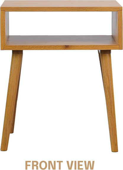NTC Solid Oak Zoe Nightstand, Mid Century Modern Side Table Bedroom, Bedside Furniture, Night Stand, End Table, Easy Assembly - Rustic Oak