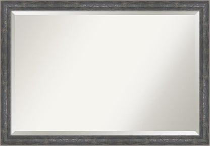 Amanti Art Grey Wall Mirror 27x39 Angled Metallic Rainbow Rectangle Bathroom Mirror for Wall Decor Living Room, Large Modern Contemporary Wood Frame, Hangs Horizonally and Vertically, Bathroom Decor