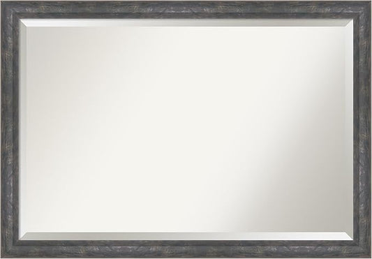 Amanti Art Grey Wall Mirror 27x39 Angled Metallic Rainbow Rectangle Bathroom Mirror for Wall Decor Living Room, Large Modern Contemporary Wood Frame, Hangs Horizonally and Vertically, Bathroom Decor