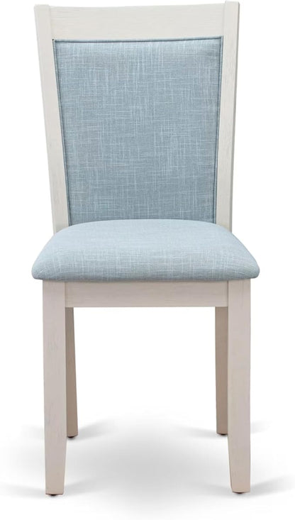 East West Furniture V097MZ015-5 5 Piece Kitchen Table Set for 4 Includes a Rectangle Dining Table with V-Legs and 4 Baby Blue Linen Fabric Parson Dining Chairs, 40x72 Inch, Multi-Color