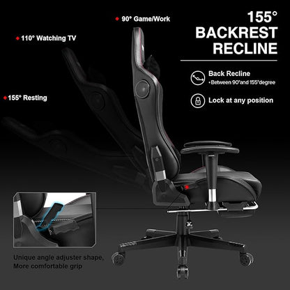 GTRACING Gaming Chair with Footrest Speakers Video Game Chair Bluetooth Music Heavy Duty Ergonomic Computer Office Desk Chair