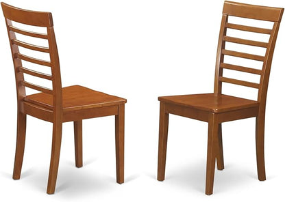 East West Furniture DLML3-SBR-W 3 Piece Kitchen Table Set for Small Spaces Contains a Round Dining Table with Dropleaf and 2 Dining Room Chairs, 42x42 Inch, Saddle Brown