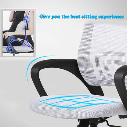 Office Chair Mid Back Desk Chair1 Ergonomic Mesh Computer Gaming with Larger Seat, Executive Height Adjustable Swivel Task with Lumbar Support Armrest for Women Adults Women, Men White
