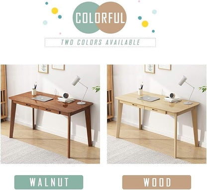 IOTXY Solid Wood Writing Desk - Home Office Workbench Desk with Drawer, Laptop Computer Work Study Table