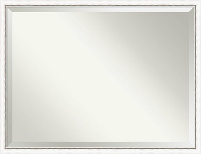 Amanti Art White Bathroom Mirror for Over Sink, 32x42 Morgan White Silver Rectangle Vanity Mirror, X-Large Modern Contemporary Wood Frame, Hangs Horizonally and Vertically, Bathroom Wall Decor from WI