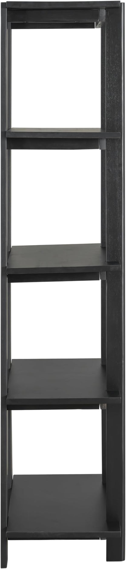 Christopher Knight Home Milio Modern 4 Shelf Bookcase, Acacia Solid Wood Book Organizer with Non-Slip Foot Pads, Sturdy Open Storage Shelf, Big Book Shelf, Floor Standing Unit, 70.20'' Height, Black