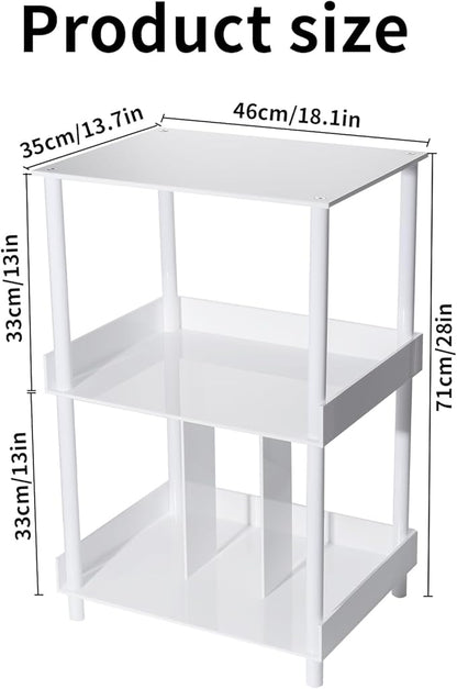 Antilope 18x14 White Acrylic Record Player Stand with Vinyl Storage, 3 Tiers Turntable Stand Holder Up to 200 Albums, Large Record Player Table Cabinet Organizer for Living Room Bedroom Corner