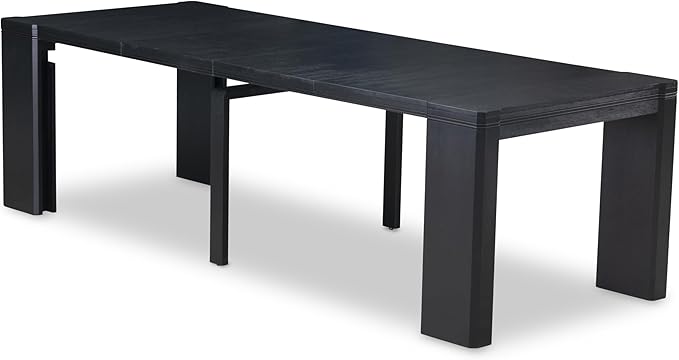 X12X1-0C6-24 14-pc Modern Dining Room Table Set a Rectangular Dining Table with a coffee Table and 12 Black Polyester Stackable Chair, 39x120 Inch, Wire Brushed Black