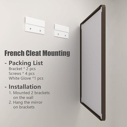 36x36 Square Bathroom Framed Mirror for Wall, Brushed Bronze Metal Bathroom Vanity Mirror, Rounded Rectangle Mirror, Anti-Rust, Tempered Shatterproof (Horizontal/Vertical)