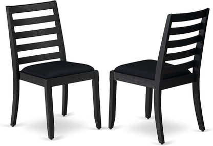 East West Furniture LGX17-BLK-24 -7 Piece Dining Set Includes a Rectangular Kitchen Table with Black Tabletop and 6 Stackable Polyester Fabric Chairs, Black