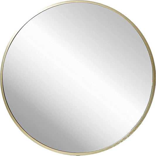 FrameWorks 24" Deluxe Contemporary Brass Gold Circular Aluminum Mirror