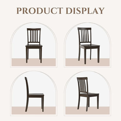 COLAMY Wooden Dining Chairs Set of 6, Solid Rubberwood Kitchen & Dining Room Chairs,Windsor Style Seating, Rustic Dining Table Chairs, Non-Slip Foot Pads, Farmhouse & Traditional Seating,Dark Brown