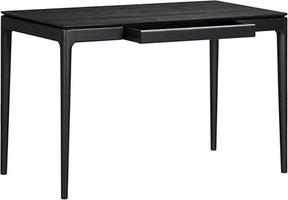 NTC Mingle Modern Wooden Rectangle Desk Table with Hidden Drawer – Waterproof & Heat Resistant, Burnt Black