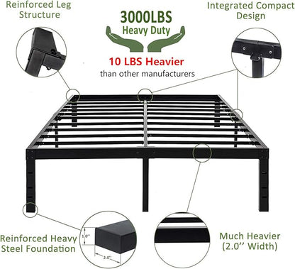 45MinST 18 Inch Platform Bed Frame/Easy Assembly Mattress Foundation / 3000lbs Heavy Duty Steel Slat/Noise Free/No Box Spring Needed,Cal King