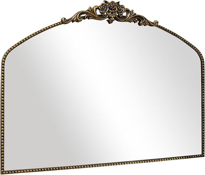 AIXI HOME Black Arched Mirror, 40" x 30" Traditional Vintage Antique Mantel Mirror with Ornate Metal Frame, Baroque Wall Mounted Mirror for Entryway/Fireplace/Hallway/Bathroom/Living Room/Bedroom
