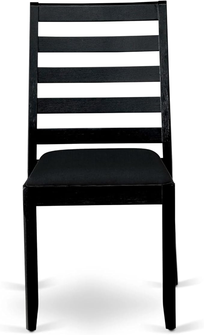 East West Furniture LGX19-BLK-24 -9 Piece Dining Set Includes a Rectangular Kitchen Table with Black Tabletop and 8 Stackable Polyester Fabric Chairs, Black