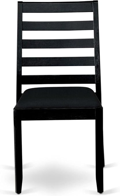 East West Furniture LGX17-BLK-24 -7 Piece Dining Set Includes a Rectangular Kitchen Table with Black Tabletop and 6 Stackable Polyester Fabric Chairs, Black