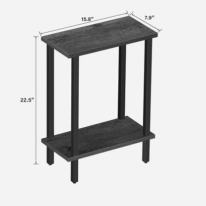 TUTOTAK Small Side Table, Narrow End Table, Set of 2, Skinny Sofa Table, Slim Nightstand, Couch Table, Living Room, Bed Room, Charcoal Grey TB01BY0622