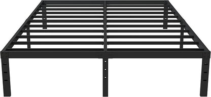 Queen Bed Frame No Box Spring Needed, 14 Inch Heavy Duty Metal Platform Bed Frame Queen Size, 1200lbs Steel Slats Support, Easy Assembly, Black