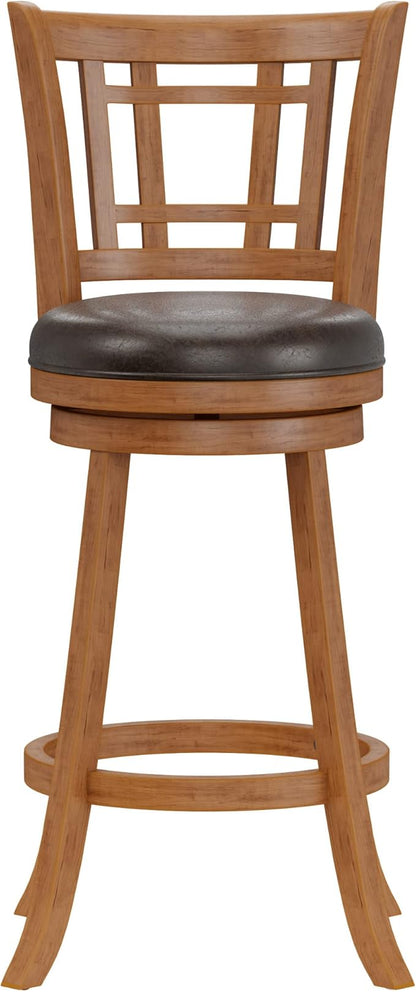 Hillsdale Fairfox Swivel Stool with Rectangular Lattice Back, Bar Height, Oak