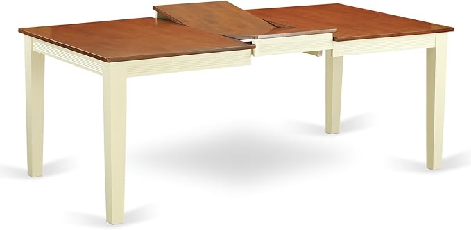 East West Furniture QUWE5-BMK-W 5 Piece Kitchen Table & Chairs Set Includes a Rectangle Dining Room Table with Butterfly Leaf and 4 Dining Chairs, 40x78 Inch, Buttermilk & Cherry