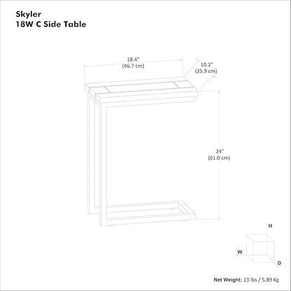 SIMPLIHOME Skyler 18-inch Wide Solid Mango/Metal Industrial C-Shaped End Table in Beach Brown/Black for Living Room, Office, or Bedroom, Assembled