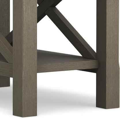 SIMPLIHOME Kitchener SOLID WOOD 14 inch Wide Rectangle Contemporary Narrow Side Table in Farmhouse Grey for the Living Room and Bedroom