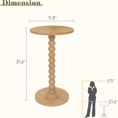 Small Side Table, Drink Table for Small Spaces, Modern Accent Table Martini Table with Solid Wood Leg, Round End Tables Living Room for Bedroom and Office (Rustic Walnut)