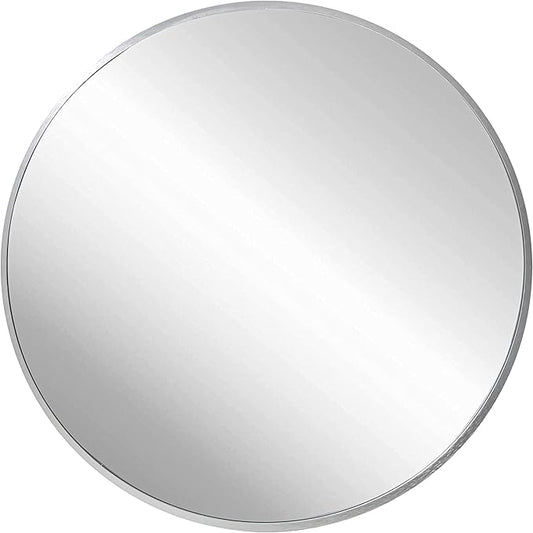 FrameWorks 20" Deluxe Contemporary Silver Circular Aluminum Mirror