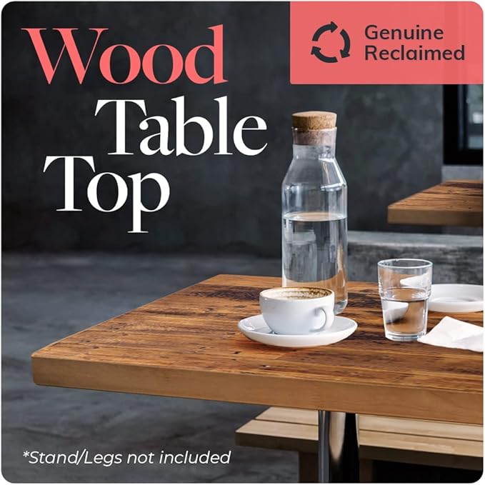 Reclaimed Wood Table Top - Rustic Recycled Wooden Piece Perfect for Signs, Counters, Kitchens, Dining and Coffee Table Tops (Straight Plank Table Top, 30" x 30")