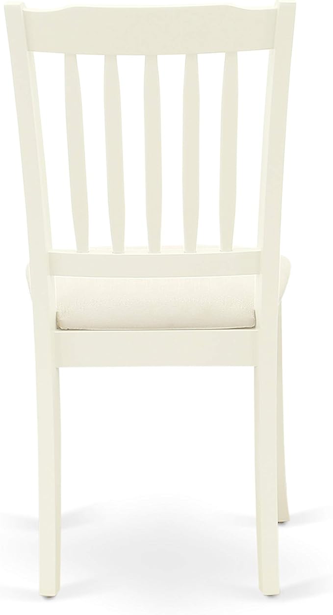 East West Furniture LGDA5-LWH-C 5 Piece Dining Room Table Set Includes a Rectangle Kitchen Table with Butterfly Leaf and 4 Linen Fabric Upholstered Dining Chairs, 42x84 Inch, Linen White