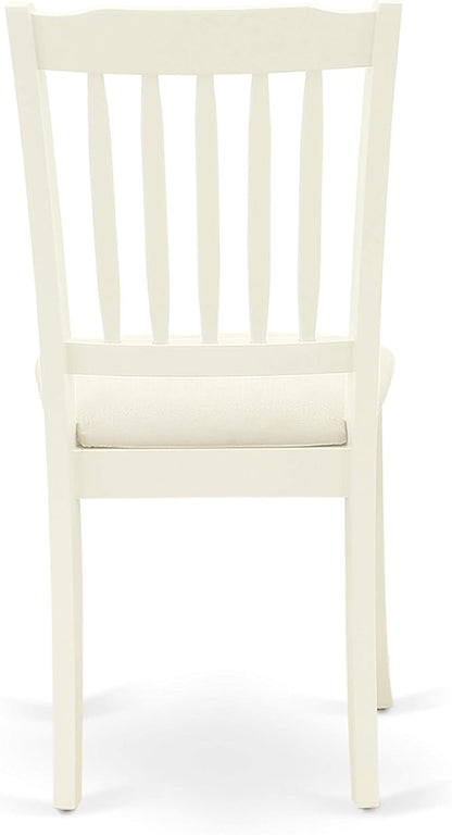 East West Furniture LGDA5-LWH-C 5 Piece Dining Room Table Set Includes a Rectangle Kitchen Table with Butterfly Leaf and 4 Linen Fabric Upholstered Dining Chairs, 42x84 Inch, Linen White
