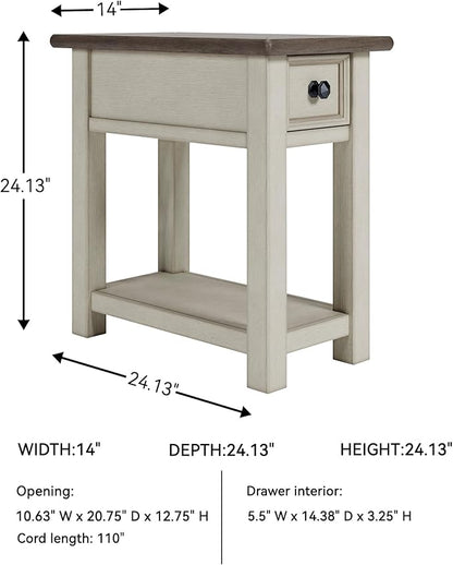 Signature Design by Ashley Bolanburg Farmhouse Chair Side End Table, Light Brown & Whitewash