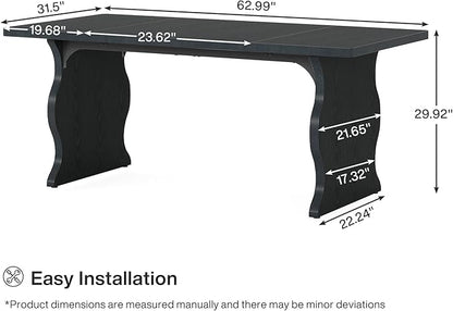 Tribesigns 63" Large Executive Desk for Home Office, Spacious Computer Desk with Ample Leg Room, Double PC Gaming Writing Table Study Desk with Sturdy Legs, Black