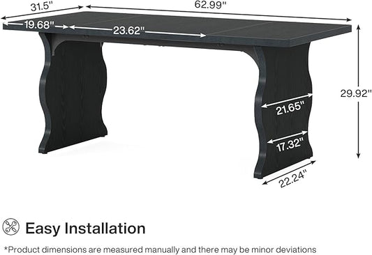 Tribesigns 63" Large Executive Desk for Home Office, Spacious Computer Desk with Ample Leg Room, Double PC Gaming Writing Table Study Desk with Sturdy Legs, Black