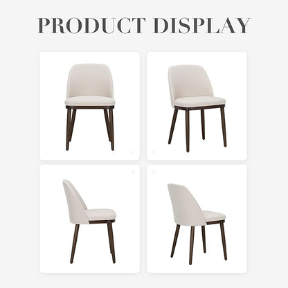 COLAMY Upholstered Dining Chairs Set of 6, Modern Kitchen Chairs with Back, Fabric Side Chair with Wood Legs for Dining Room Kitchen Restaurant, Beige