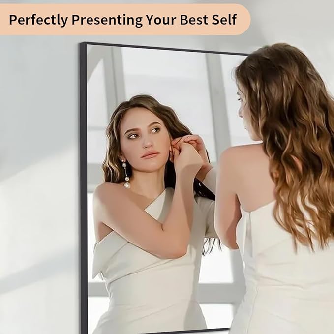 Koonmi Black Mirrors for Wall, 30x48 Inch Bathroom Mirror, Rectangular Wall Mirror for Living Room Bedroom Bathroom, Hangs Horizontally or Vertically