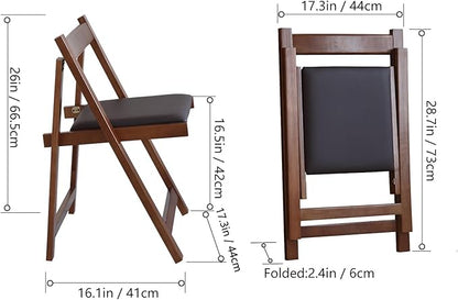 Walnut Drop Leaf Folding Dining Table with 2 Drawers and 4 Wheels, Wooden Padded Chairs Set of 2, Space Saving Dining Table with 4 Chairs