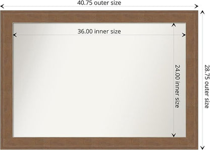 Amanti Art Brown Bathroom Mirror for Over Sink, 29x41 Alta Medium Brown Rectangle Vanity Mirror, Large Country Rustic Frame, Hangs Horizonally and Vertically, Bathroom Wall Decor, Non-Beveled Edge