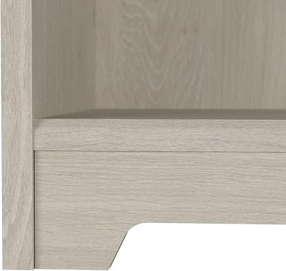 Bush Furniture Cabot Tall 5 Shelf Bookcase | Large Open Bookshelf in Linen White Oak | Sturdy Display Cabinet for Library, Living Room, and Home Office