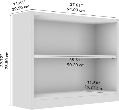 Bush Furniture Universal Small 2 Shelf Bookcase in Platinum Gray, Low Storage and Display Bookshelf for Home Office or Living Room Organization